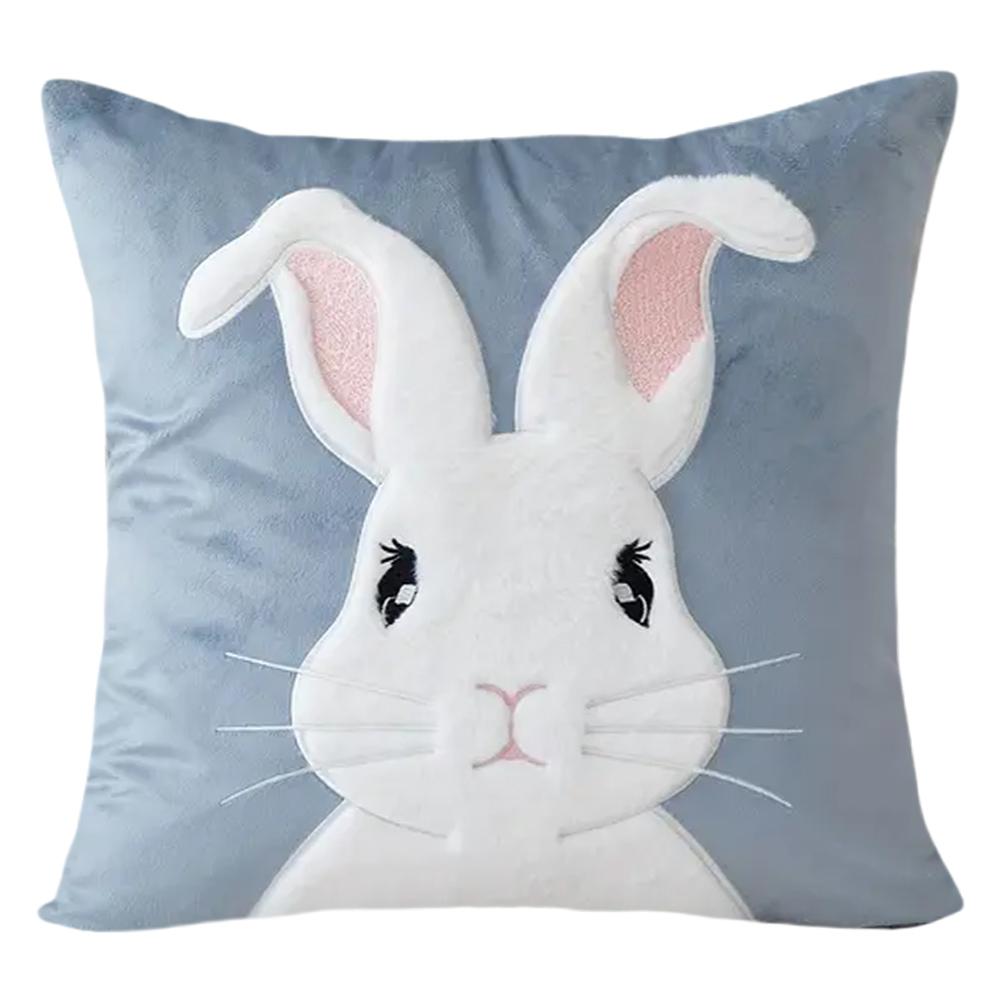 Easter Bunny Soft Cushion Case 45x45cm Bunny Faux Fur Pillow Case Rabbit Pattern Decorative Throw Pillowcase