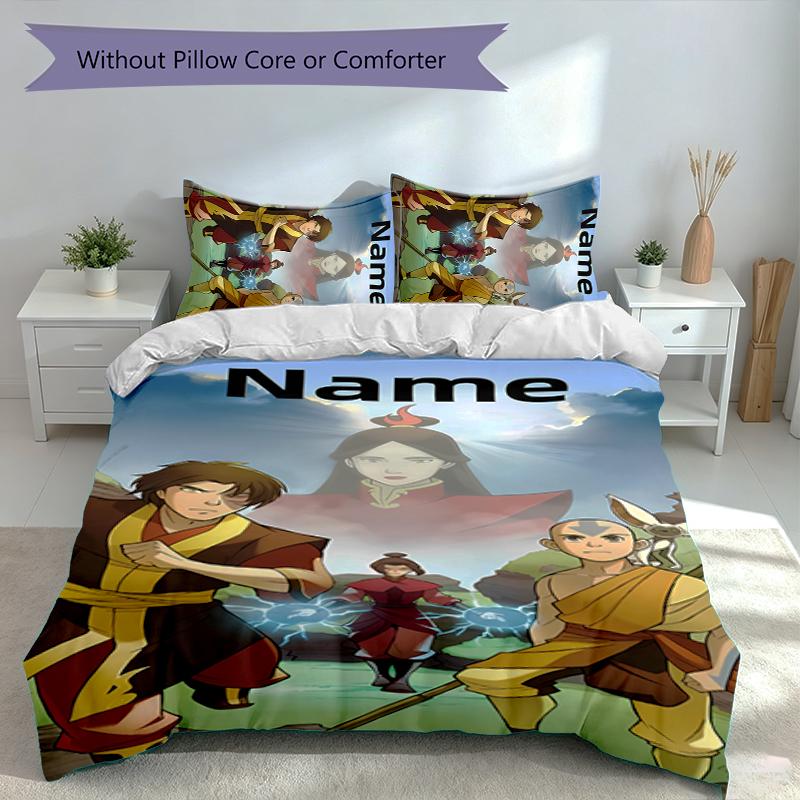 3pcs Custom Name Avatar The Last Airbender Set,Includes 1 Duvet Cover and 2 Pillowcases,All-season Bedroom Decor