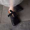 Summer Retro Casual Sandals Flat Bottom Square Head Bag Head Slippers Women's Outer Wear 2025 New Lazy Handmade Pu Leather