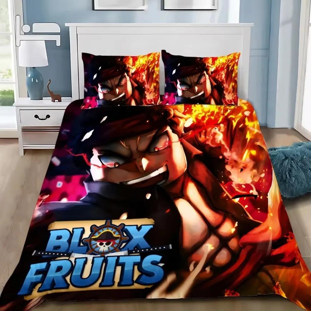 3D Game Bedding Set B-Blox F-Fruits Cartoon Duvet Cover Set Soft Skin-Friendly Single Double King Size For Kids Home Textiles