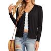 Women's Sweater for Spring and Autumn with Ruffled V-Neck and Buttoned Knit Cardigan Top