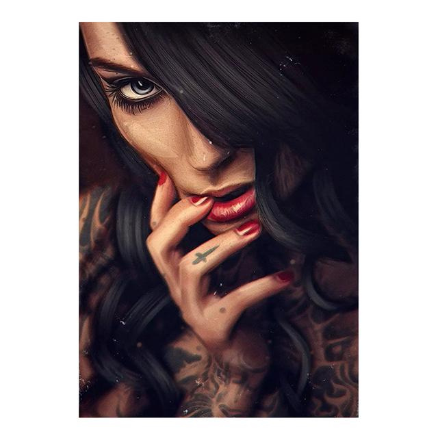 Очаровательная татуировка, сексуальная африканская девушка, постер, скандинавская красавица, женские принты, декор для дома, холст, настенная живопись для гостиной