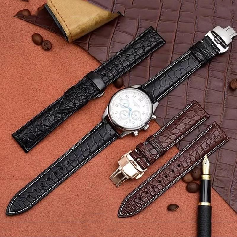 New Crocodile Leather Strap Genuine Alligator Watchband for Omega Longines IWC 20mm 22mm Butterfly Buckle Bracelet Black Brown