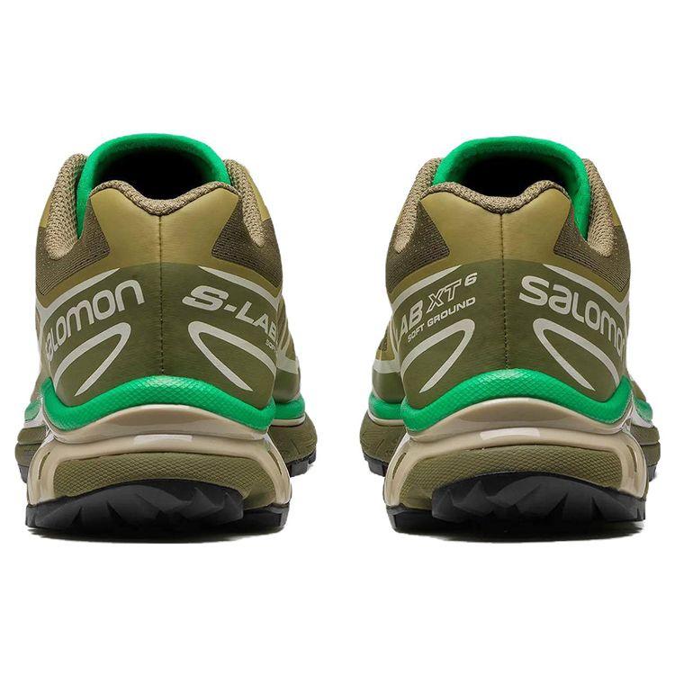 SALOMON Xt-6 Top Grain Leather Comfortable Daily Breathable Low-Top Hiking Shoes Unisex Hiking Shoes Brown Green 472935