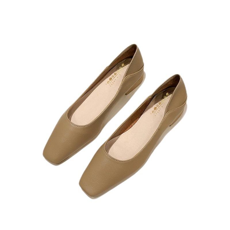 Супер мягкий! Повседневная обувь для работы, темпераментная, корейская, весенняя, с квадратным носком, с мелким вырезом, удобная, ретро, простая, на одной педали, обувь бабушки