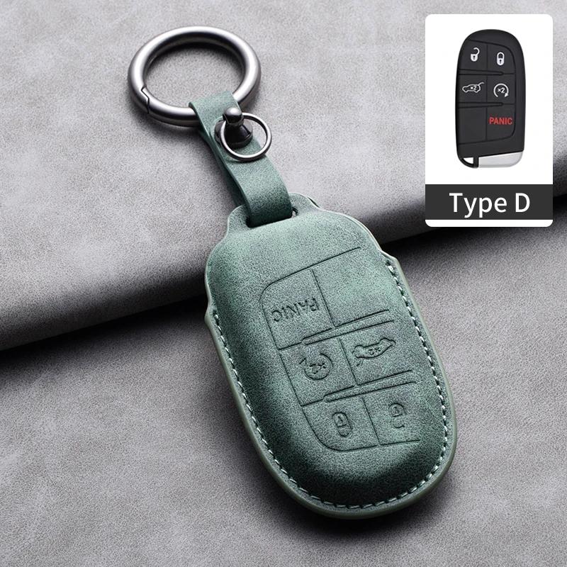 Leather Car Key Case Cover Shell For Jeep Chrysler 300 200 Dodge Charger Grand Cherokee Wrangler Compass Renegade For Fiat 500X