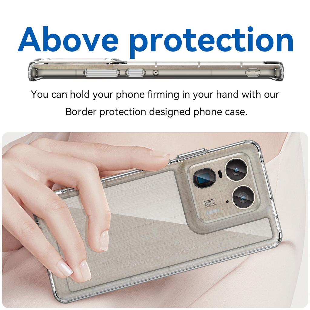 For Motorola Edge 50 Ultra 5G Case WANLONFENG MF Series TPU Acrylic Clear Phone Cover with Tempered Glass Film