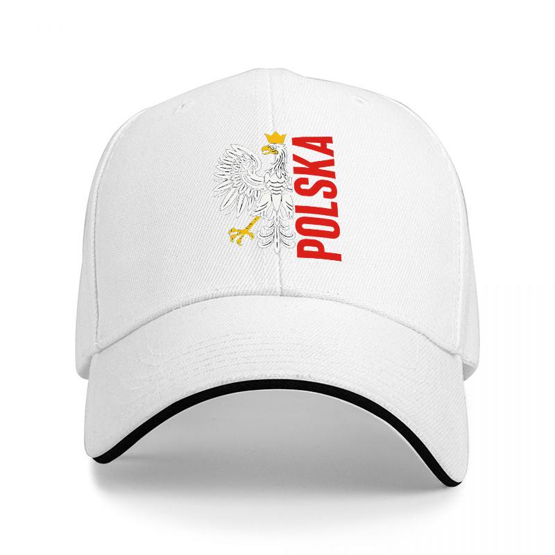 POLSKA EAGLE LOGO BLACK BASEBALL CAP WITH RED TEXT AND WHITE TRIM DESIGN FOR Unisex AND Women