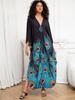 EDOLYNSA Green Printed Bohemian Peacock Print Loose Vacation Robe Classy Bathrobe Lounge wear Beach dress Light jacket Q1289