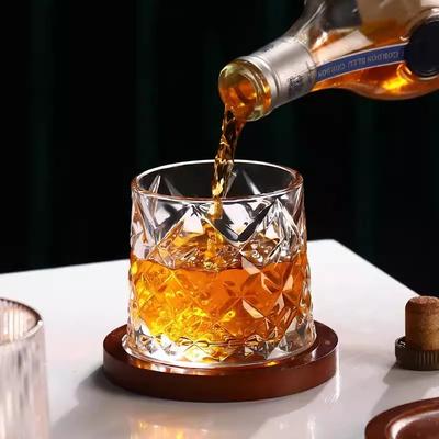 Стакан для виски Crystal Tumbler с основанием, вращающийся бокал для вина, бокал для бренди, посуда для бара и дома
