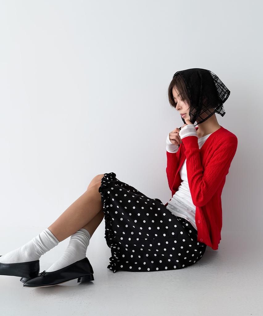 The Green Lab Dot Frill Skirt [Black]