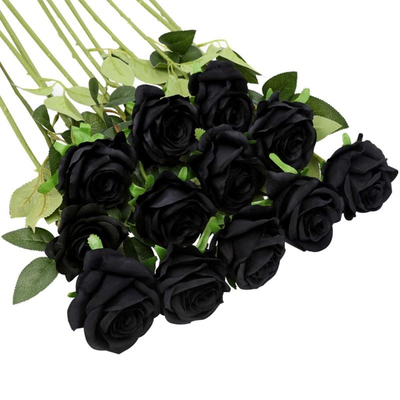 12 шт. Искусственные цветы Розы Массовый букет поддельных шелковых роз с длинным стеблем Искусственные розы Цветы для свадьбы Домашние вечерние украшения стола