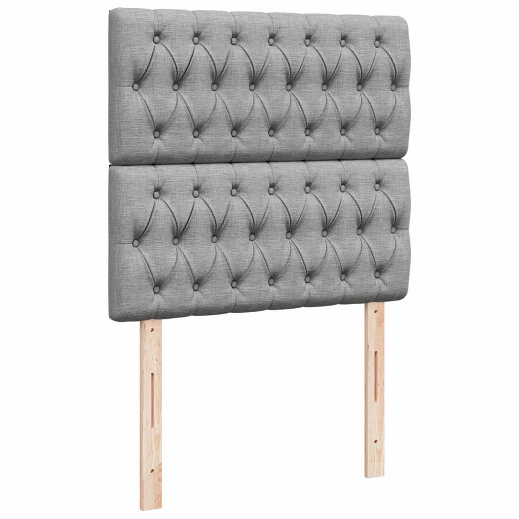 Box Spring Bed with Mattress Light Grey 90x200 cm Fabric