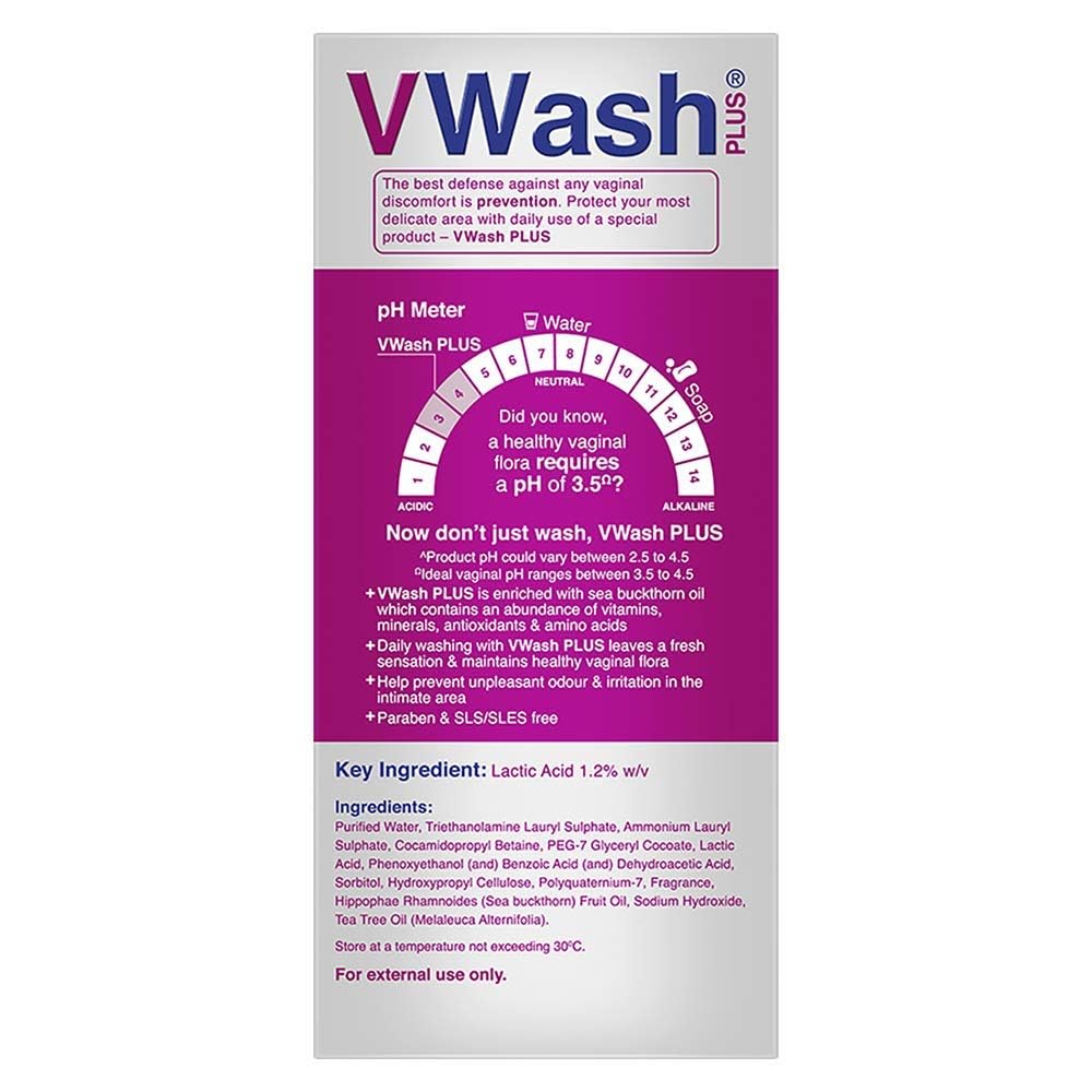 VWash Plus Expert Intimate Hygiene Liquid Wash for Women with Tea Tree Oil 200 Ml, Paraben Free, PH Balanced