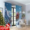 2pcs 2D Flat Printing Merry Christmas Window Drapes Santa Sleigh Deer Night Polyester Fabric Without Electricity Spring for