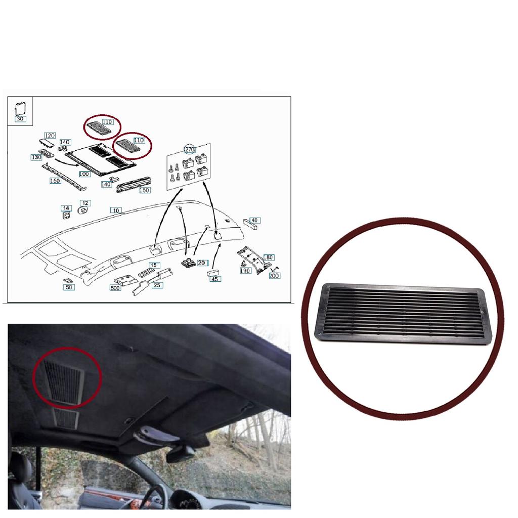 BSR636 Sunroof Grille Vent Screen Cover Black A2117840644 for Mercedes W203 W208 W209 W210 W211 W215 W219 W220 W240