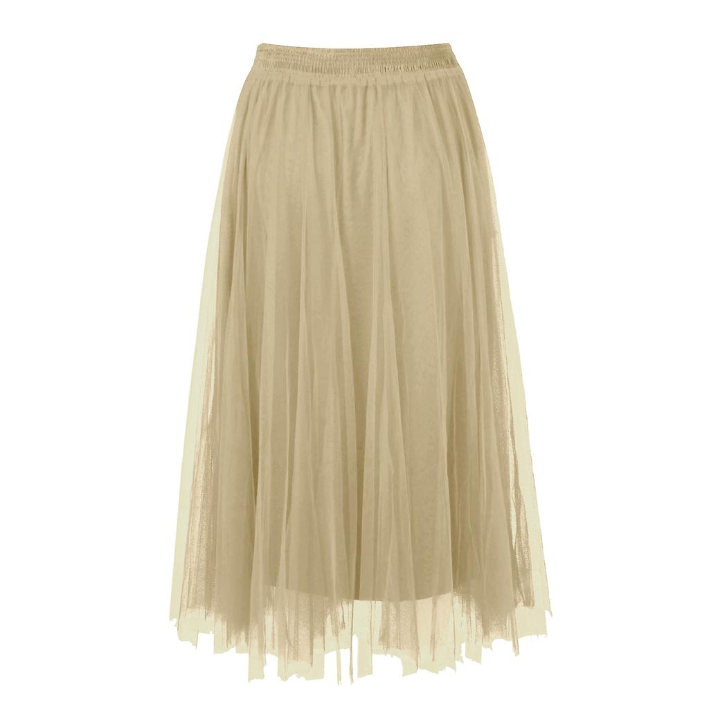 Длинная тюлевая однотонная элегантная юбка с блестками и блестками, многослойная сетчатая юбка чайной длины с большим подолом для женщин