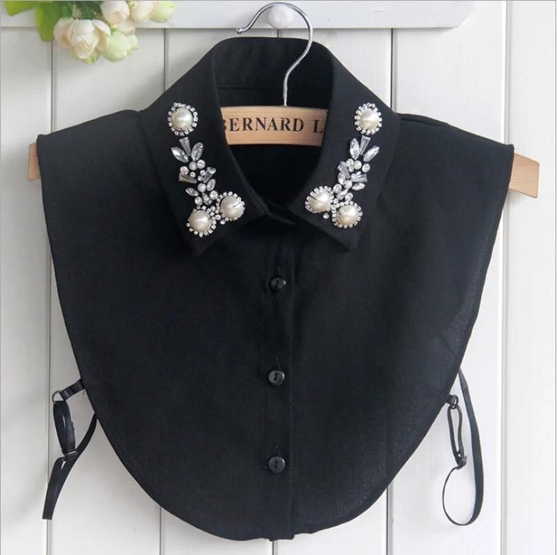 Женская мода Kraagie Nep Pearls Costume Women Collar False Faux Cols Fake Collar Stays Chiffon Crochet Detachable Collar Supply