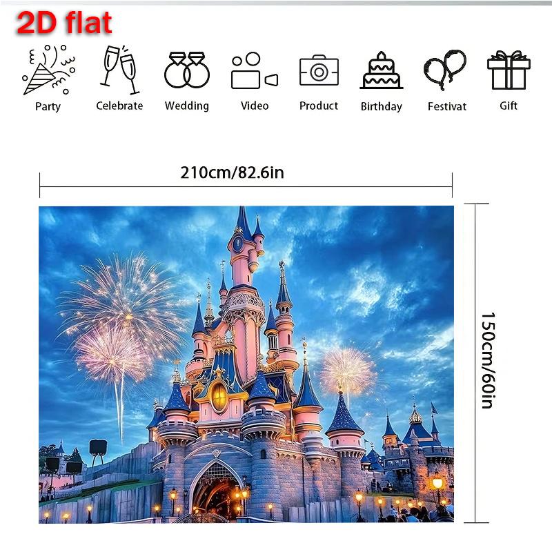 2D plane, 1 piece of castle-themed background fabric, suitable for parties, weddings, and tailgate events