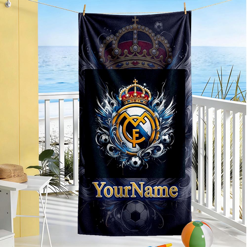 Real Madrid Customize Text Beach Towel High Absorbency & Quick-Dry Portable for SwimmingBeachCamping Travel Beach AccessoriesGym