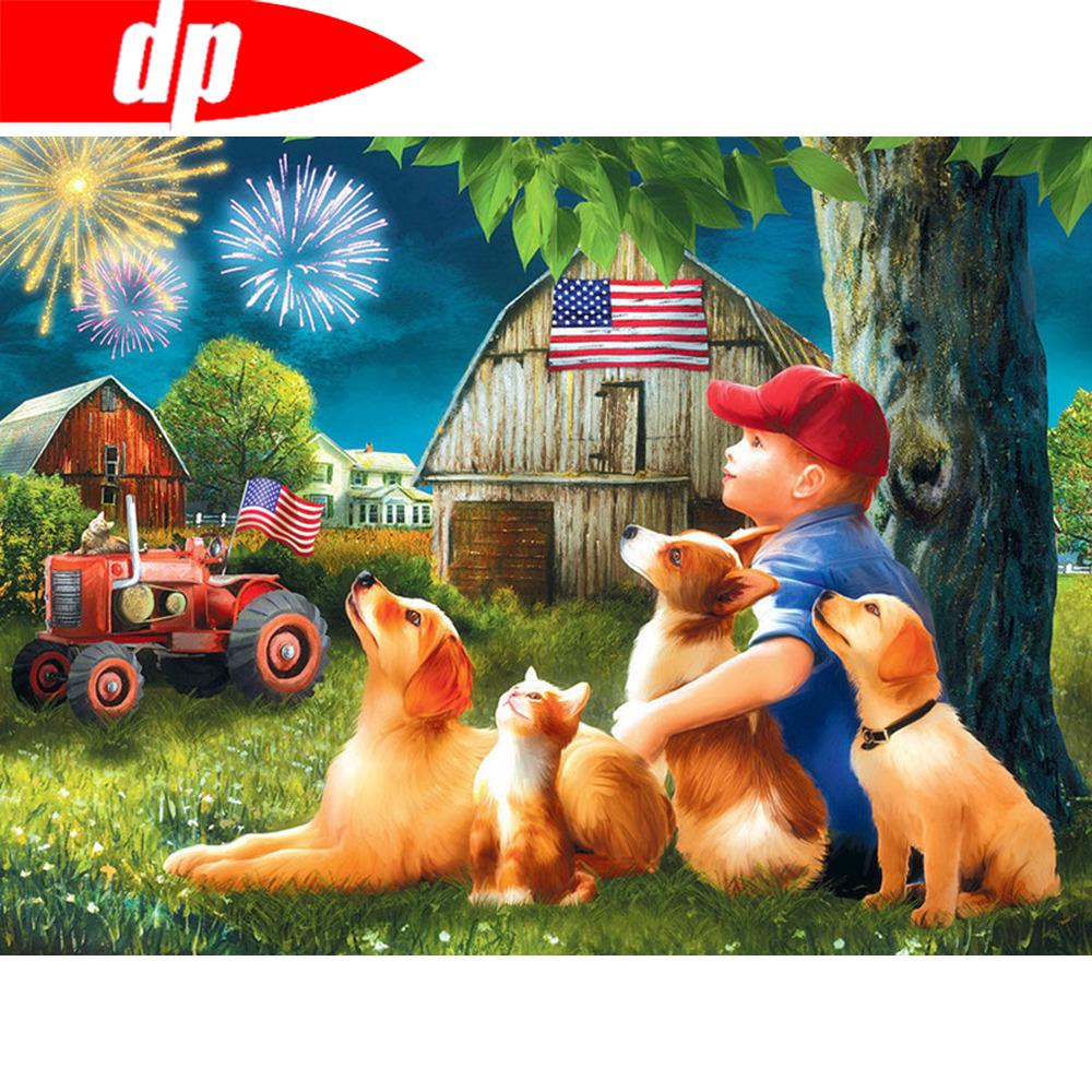 Алмазная картина Круглая дрель Собака Алмазная выкладка Стразы Картины Животное Алмазное искусство Домашний декор