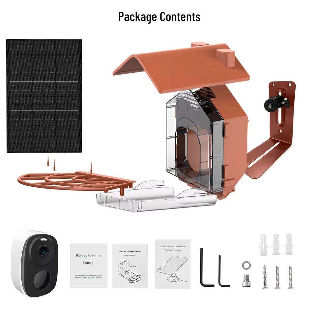 Умная кормушка для птиц с ИИ, камерой и солнечной панелью для наружного наблюдения