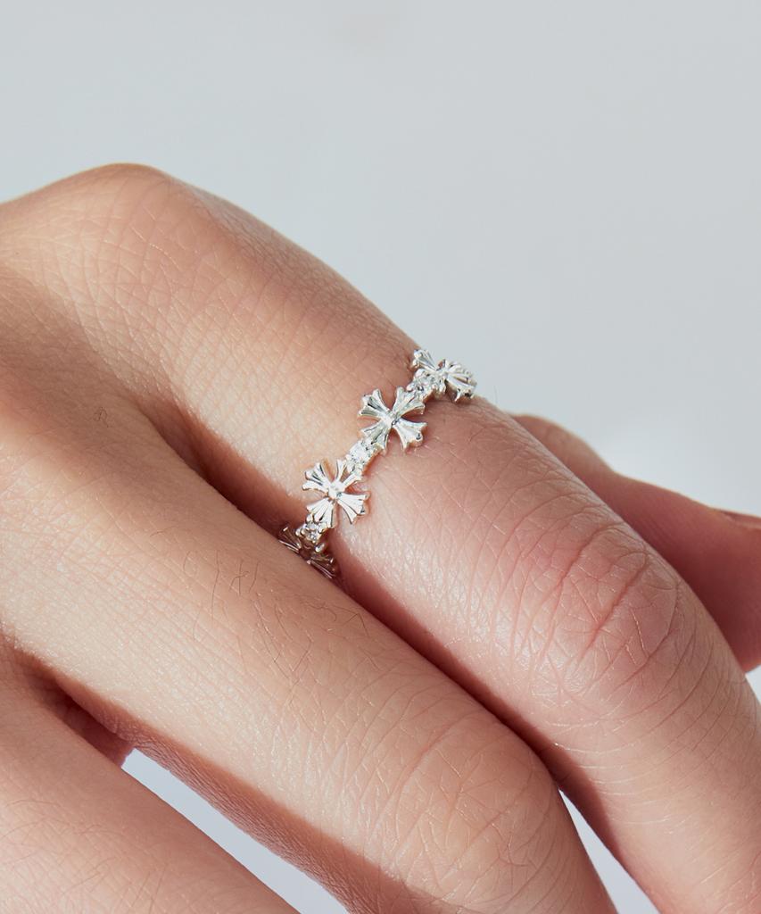 Helene Jewelry Кольцо с крестом Поулсена из серебра 925 пробы с фианитами (Тип D)