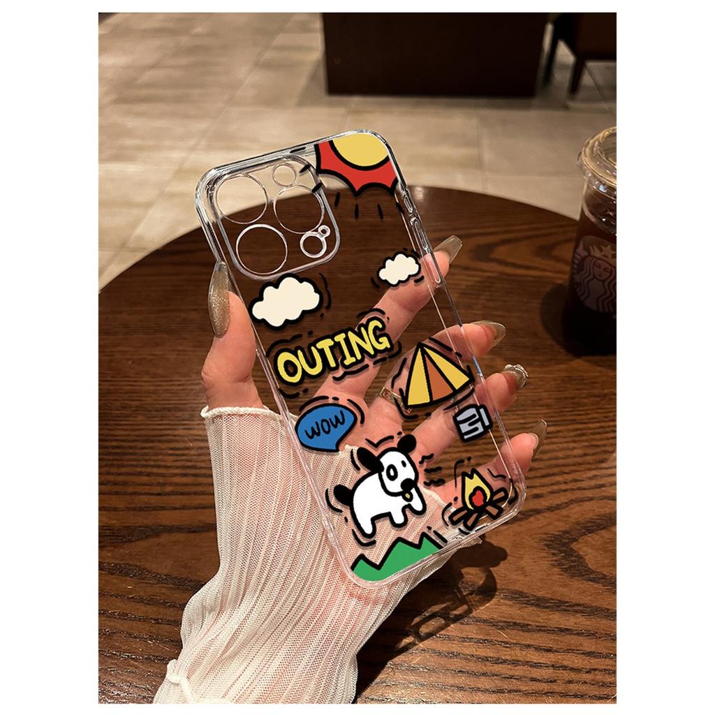 Cute Graffiti Doodle TPU Phone Case For IPhone 15 14 13 12 11 Pro Max X XR XS 8 7 Plus, Clear Shockproof Protective Cover