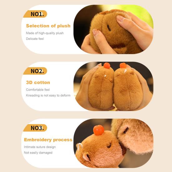 Cartoon Capybara Plush Doll Toy Soft Cotton Stuffed Animal Doll Plushies Hanging Ornament Super Wagging Tail/Blowing Bubbles Capybara Plush
