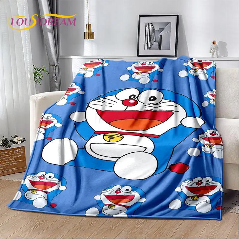 Плюшевое одеяло Doraemon, Мультяшное аниме, Мягкое, Фланелевое покрывало, Для гостиной, спальни, кровати, дивана, Пикника, Теплое для детей