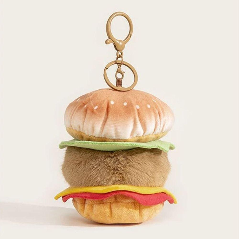 Cheese Plush Toy Keychain Soft Doll Pendant Creative Capybara Burger Keychain  Decorations
