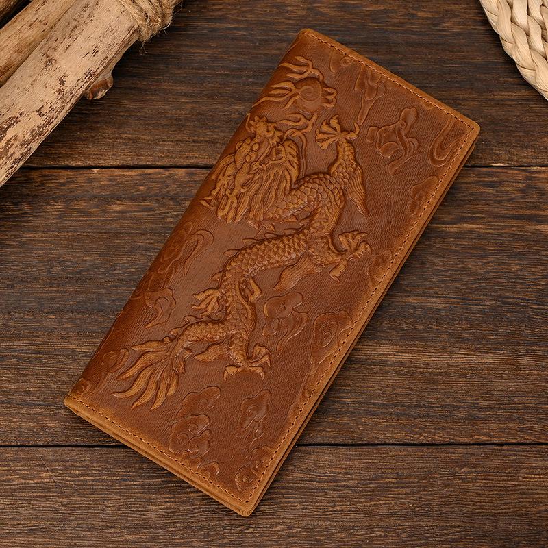 Leather Men'S Long Wallet First Layer Cowhide Multi-Card Wallet Genuine Leather Simple Long Wallet Men 8030