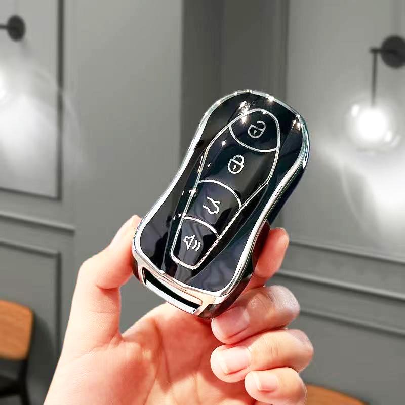 Серебристый край TPU Чехол-футляр для брелока автомобильного ключа Оболочка ключа Брелок Для Geely Azkarra Fy11 Atlas Pro New Emgrand Gs X6 Suv Ec7 Аксессуары