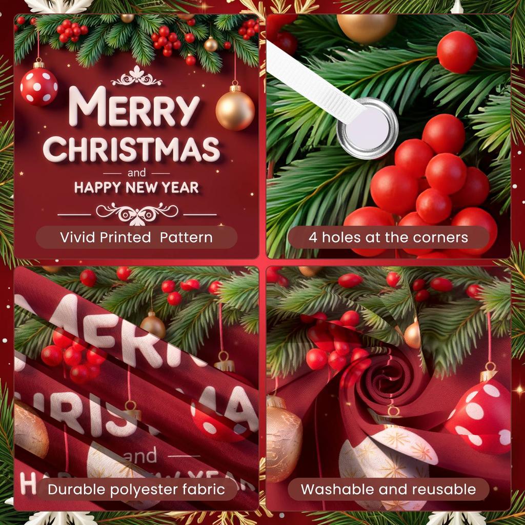 Баннер С Рождеством Золотой Акцент Праздничный Декор Баннер Праздничный Баннер Декоративный Шар Для Новогоднего Празднования Новогодняя Ночь