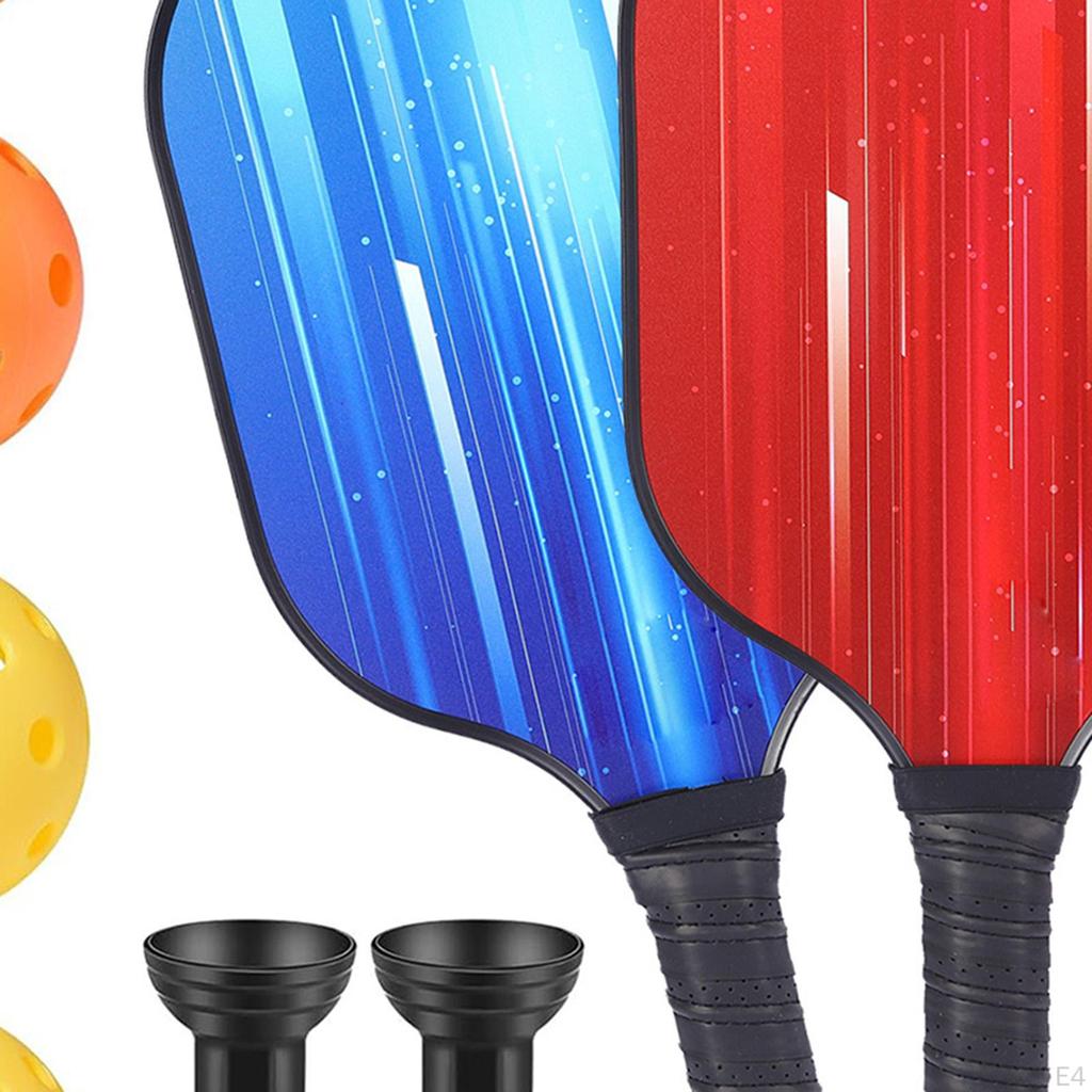 Pickleball Racket Ergonomic Grip Fiberglass Surface Racquet with 2 Rackets 4 Balls and