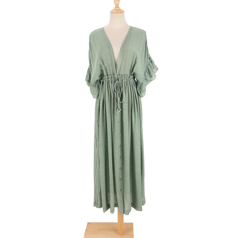 Bamboo Waist-Tie Skirt & Cardigan Beach Cover-Up for Women