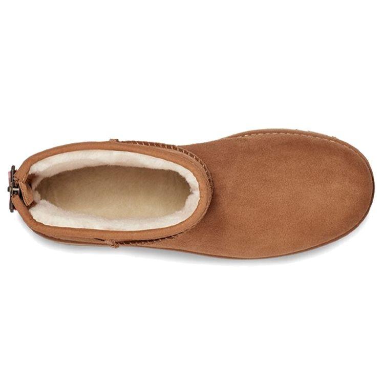UGG Классические мини-сапоги из овчины с теплым запахом, модные короткие зимние сапоги, женские сапоги каштанового цвета 1122671-CHE