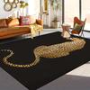 1 шт. Коврик с леопардовым принтом - Машинная стирка, Декоративный ковер с черным фоном и золотистым леопардовым дизайном