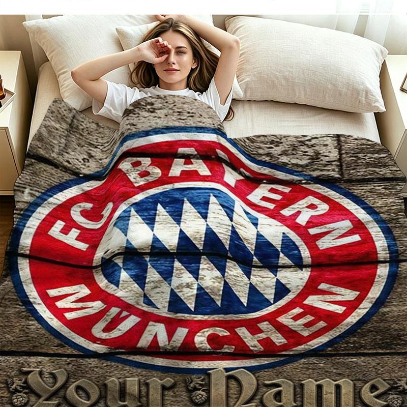 1PC FC Bayern Munchen Custom Name Patterned Flannel Blanket Suitable For All Seasons for Home Decor Warmth and Comfort Gifts Holiday Present