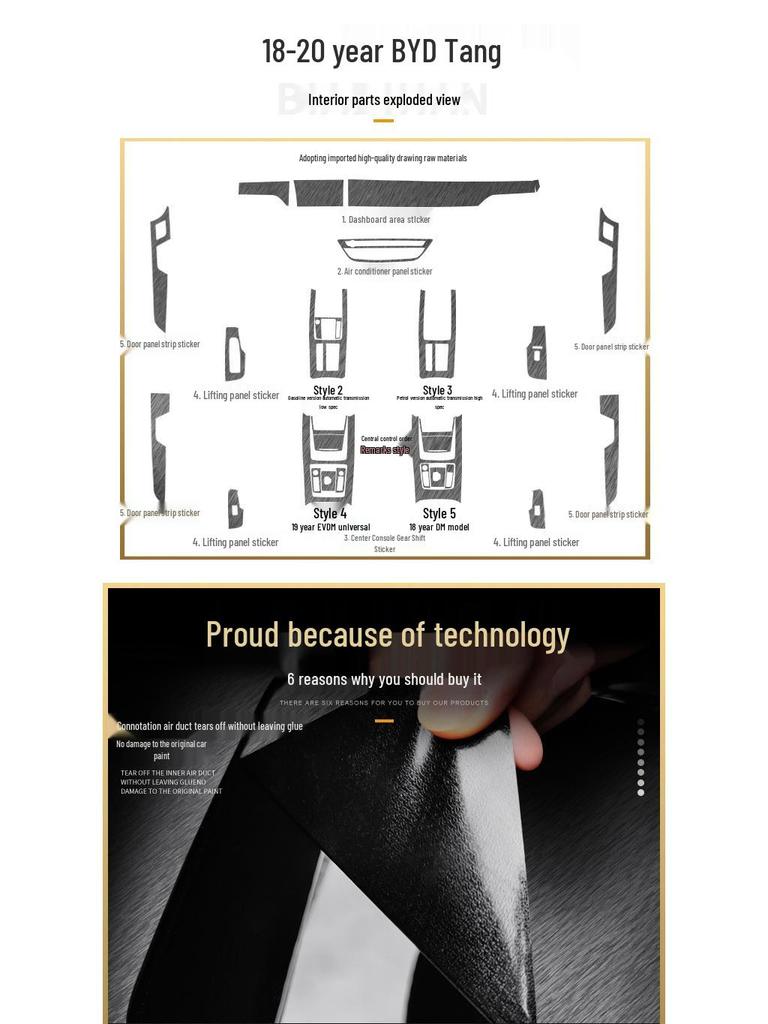 Черный Воин Матовая Наклейка на Автомобиль для 18-20 BYD Qin Pro Декор Интерьера