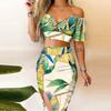 Spring Aging Short Sleeve Street Trendsetter Retro Style Casual Top + Skirt Print Suit