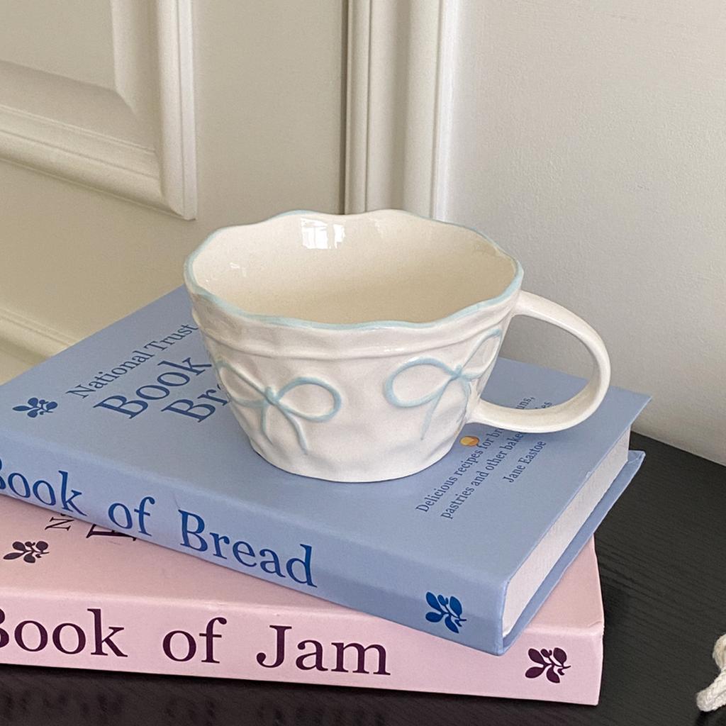 1 шт. Керамическая кружка с бантом, изысканная и простая кружка с бантом большой емкости для пары, подходит для украшения дома, для питья воды дома, для ужина при свечах,