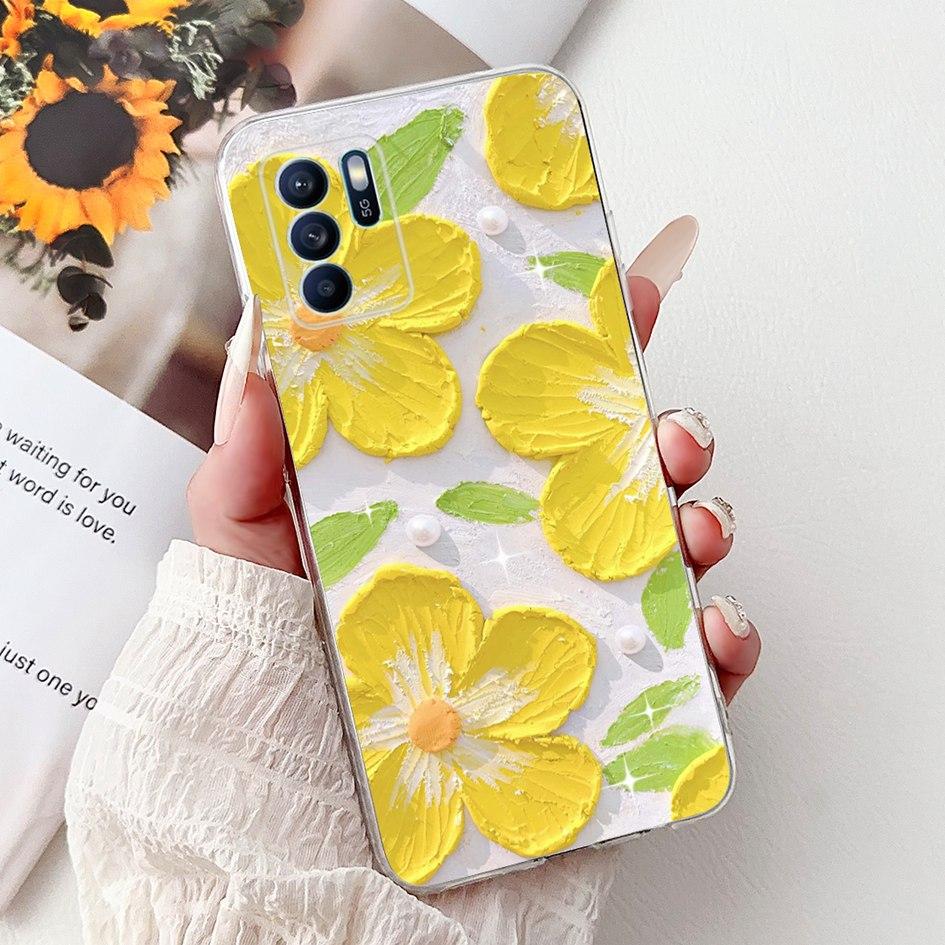 For OPPO Reno 6 6Z 5G Case CPH2237 CPH2251 Cover Fashion Flower Soft Silicon Bumper on OPPO Reno6 Pro CPH2249 Reno6 CPH2235 Capa