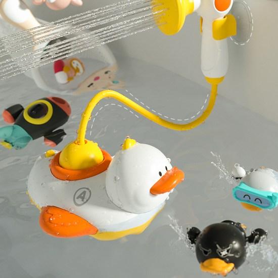 Keygers Toddler Oki Boat Shower Fountain Toy Set of 10, Korean Bath Toys