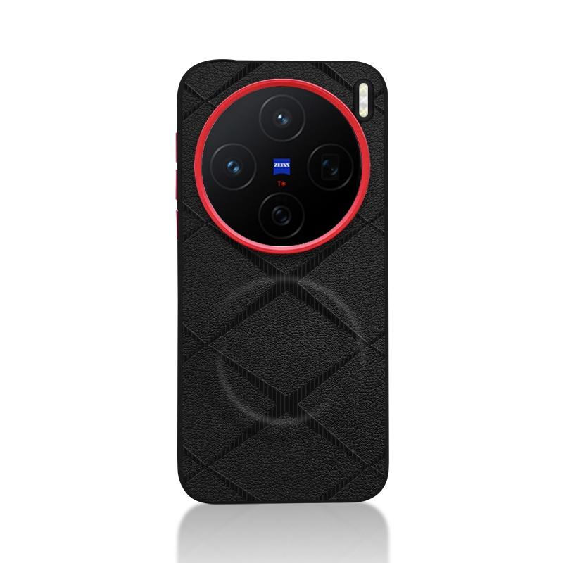 Для Vivo X200 X200s Pro Mini Ultra Чехол Кожаный с Алмазным Узором Magsafe Отдельные Металлические Кнопки Матовый Противоскользящий Захват Мягкий Чехол