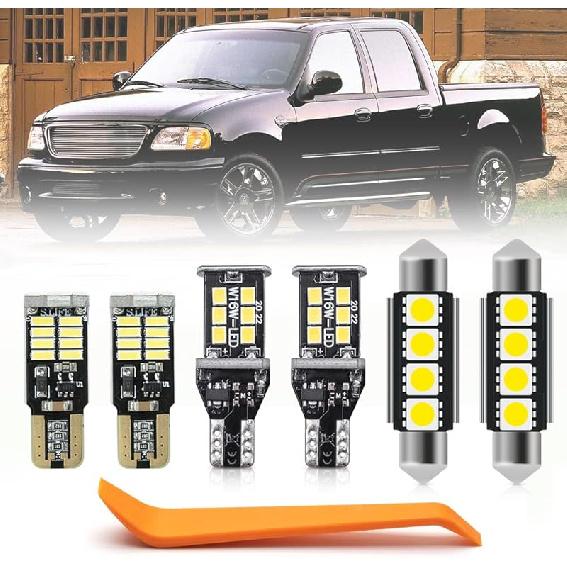 10Pcs Interior LED Lights Bulb Kit For Ford F150 F-150 1997 1998 1999 2000 2001 2002 2003 Map Dome License Plate Lights Super Bright 6000K White F150
