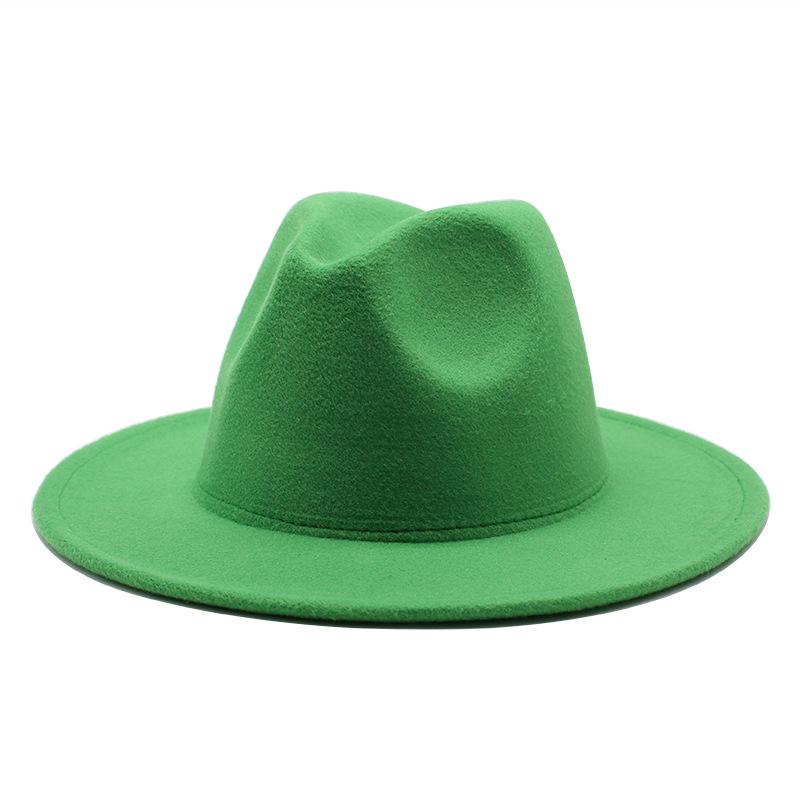 Монохромные легкие мужские и женские шляпы, простая шерстяная шляпа-цилиндр, плоские поля, большой край, джазовая шляпа