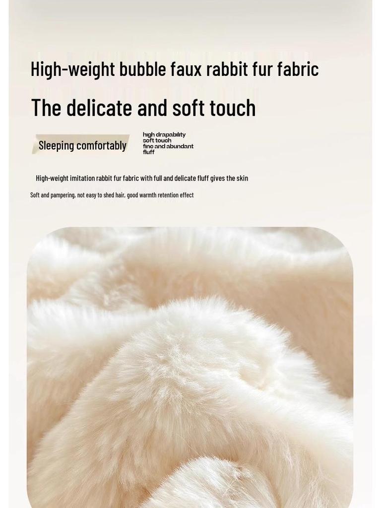 Winter Faux Rabbit Fur Flannel Bedsheet - Thick Plush Milk Velvet Coral Fleece for Dormitory Single Bed