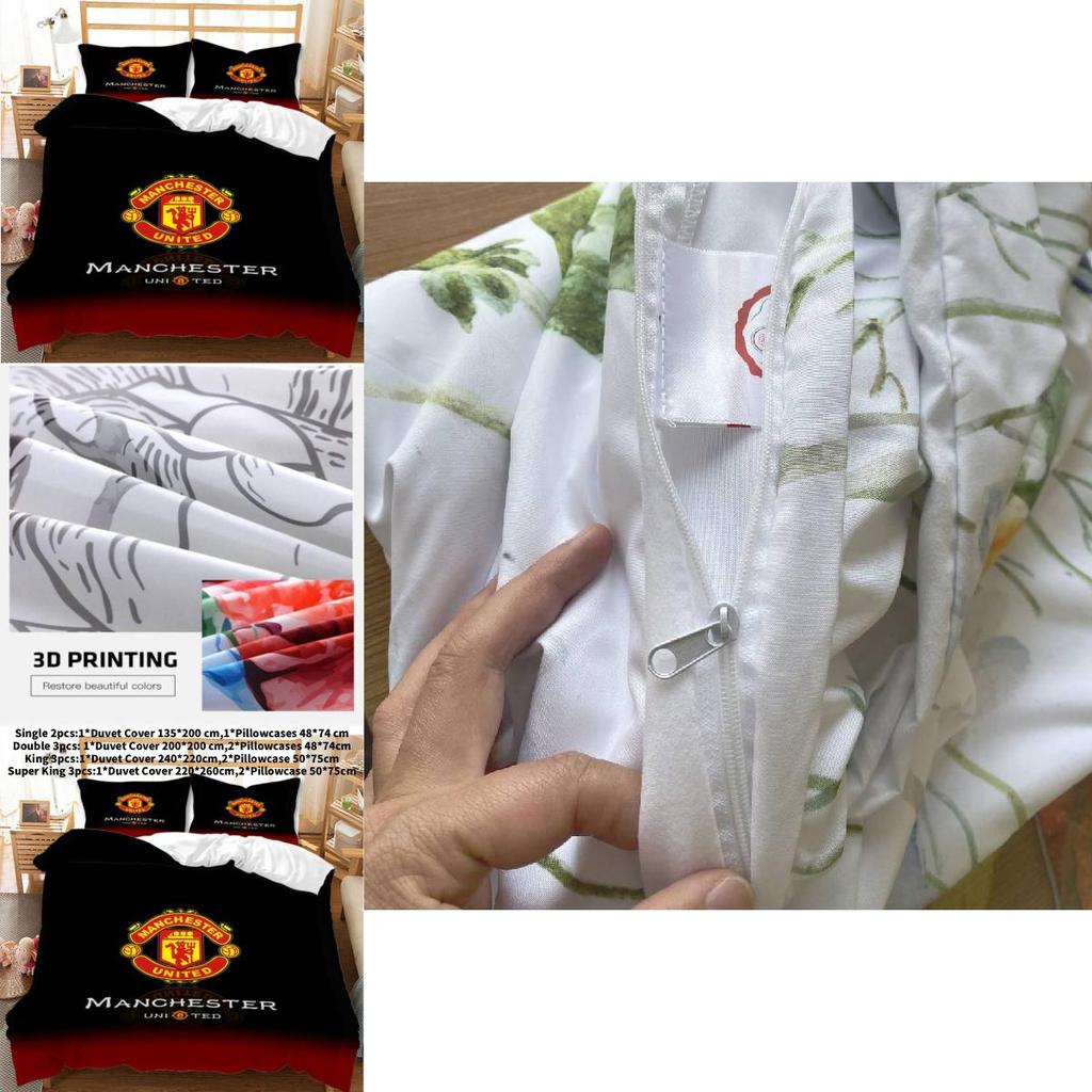 Комплект постельного белья с одеялом Manchester United с активной печатью для домашней спальни