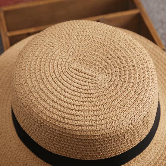 Bowknot Decor Flat Dome Straw Hat Folding Thin Women Wide Brim Sunscreen Bucket Hat Fashion Accessories